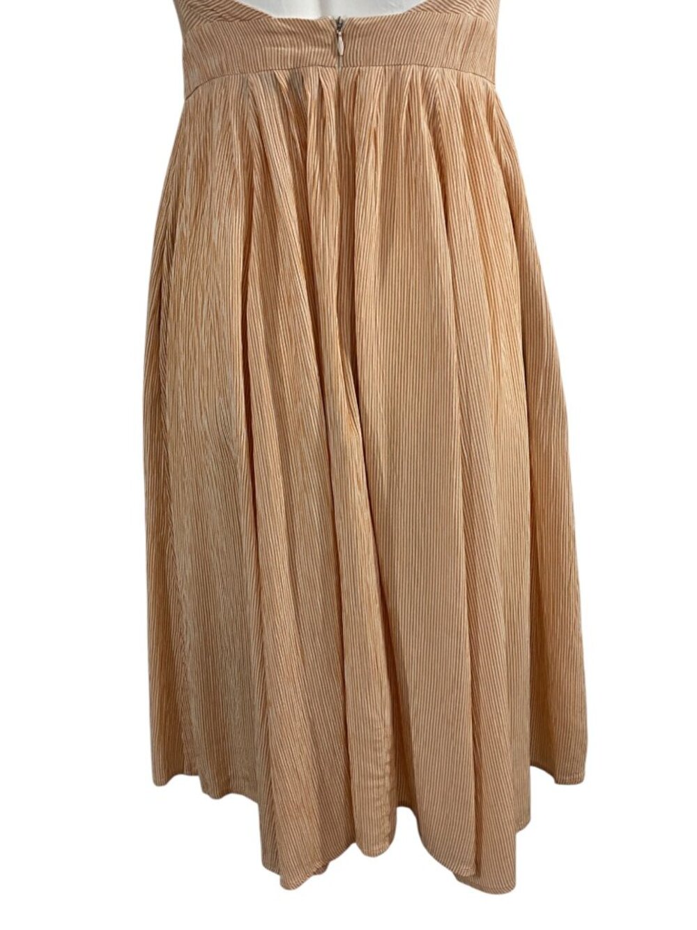 Christy Dawn Arrow Dress S Orange Striped Halter Midi Pockets - Picture 14 of 16